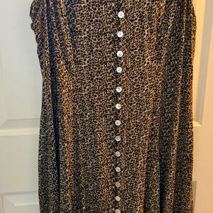 Vintage Leopard Print Maxi Dress | Rayon Button Front
